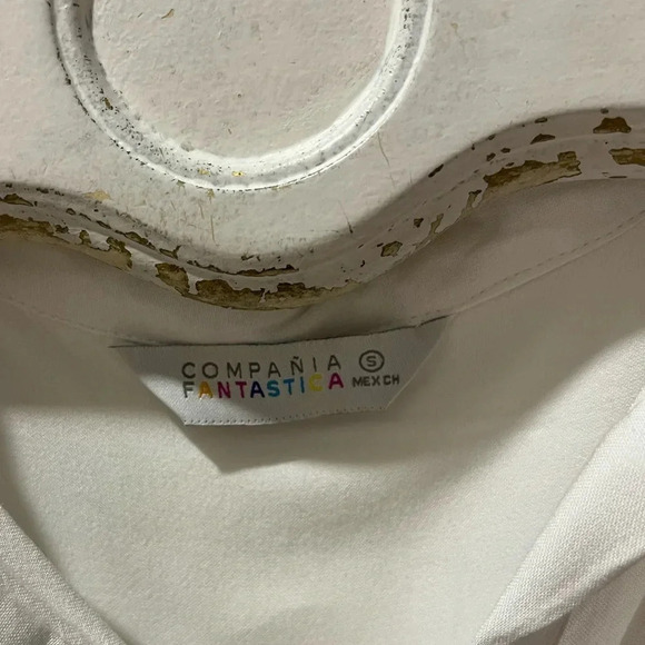 COMPAÑIA FANTASTICA white  blouse size S - Picture 3 of 13